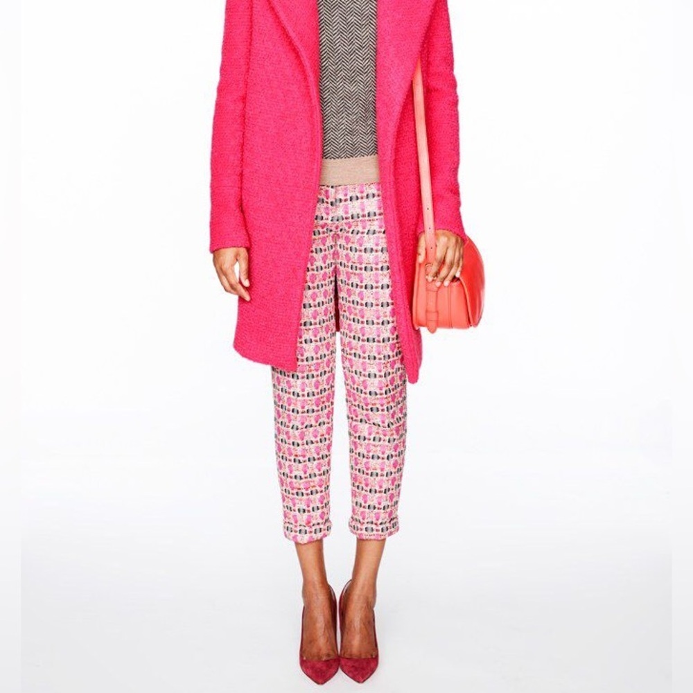 J.Crew Collection Cafe Capri Tweed Pants Pink Metallic Size 6